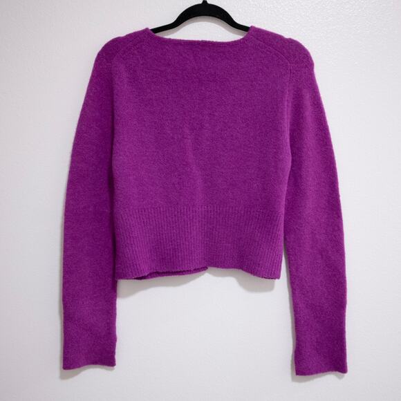 Eleven Six Jenni Cardigan Magenta Purple Alpaca Wool Blend Cropped SZ L NWOT - Picture 5 of 10